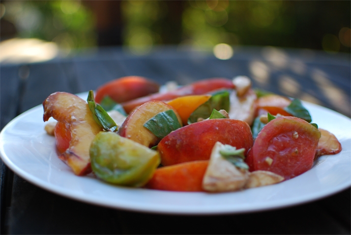 Heirloom Tomato and Peach Caprese Salad