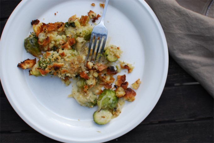 Brussels Sprout and Caramelized Shallot Gratin