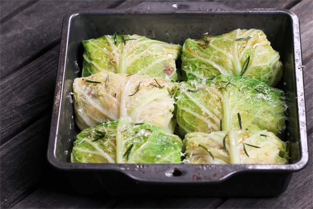 Stuffed Savoy Cabbage with Brown Butter and Rosemary