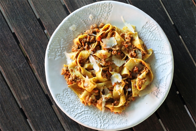Pappardelle in Bolognese Sauce