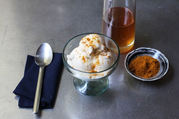 Vanilla Ice Cream with Ginger Syrup and Curry Powder