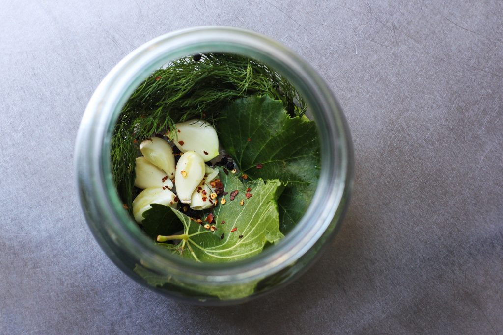 Garlic, Dill, Red Pepper and Grape Leaves