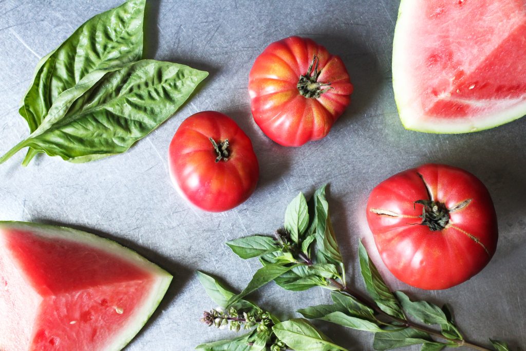 Watermelon, Tomato and Basil