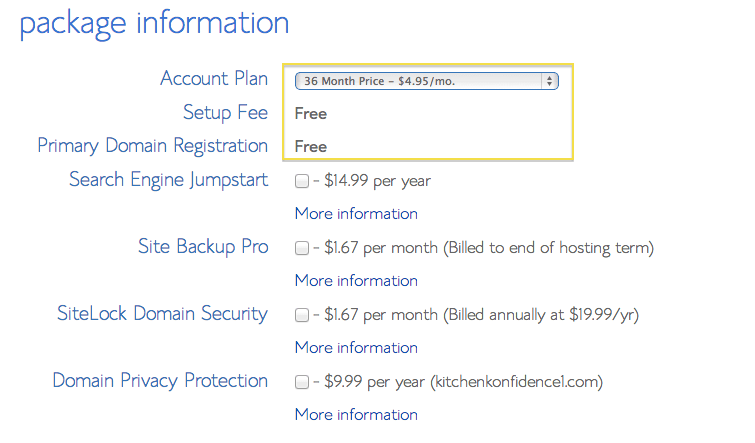 Bluehost Plan