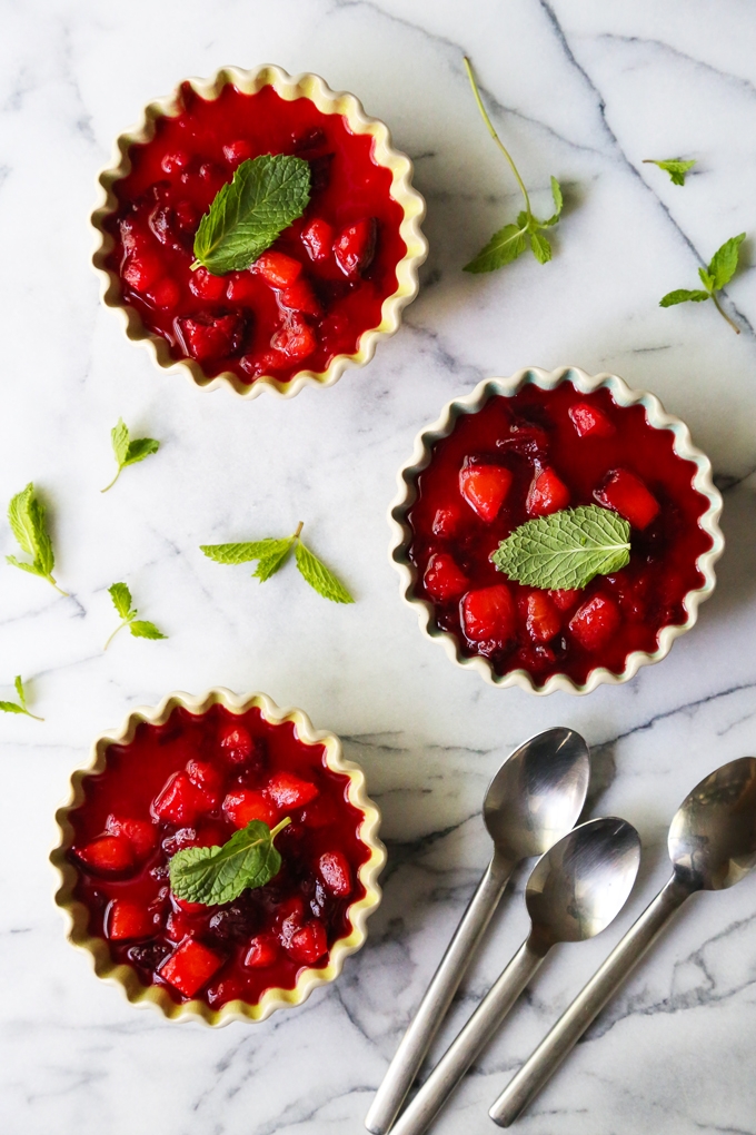 Yogurt Panna Cotta with Plum Compote