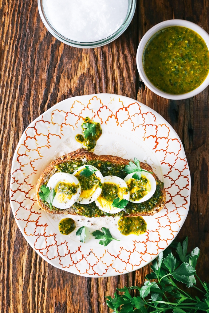 Hard-Boiled Egg Toast with Chermoula