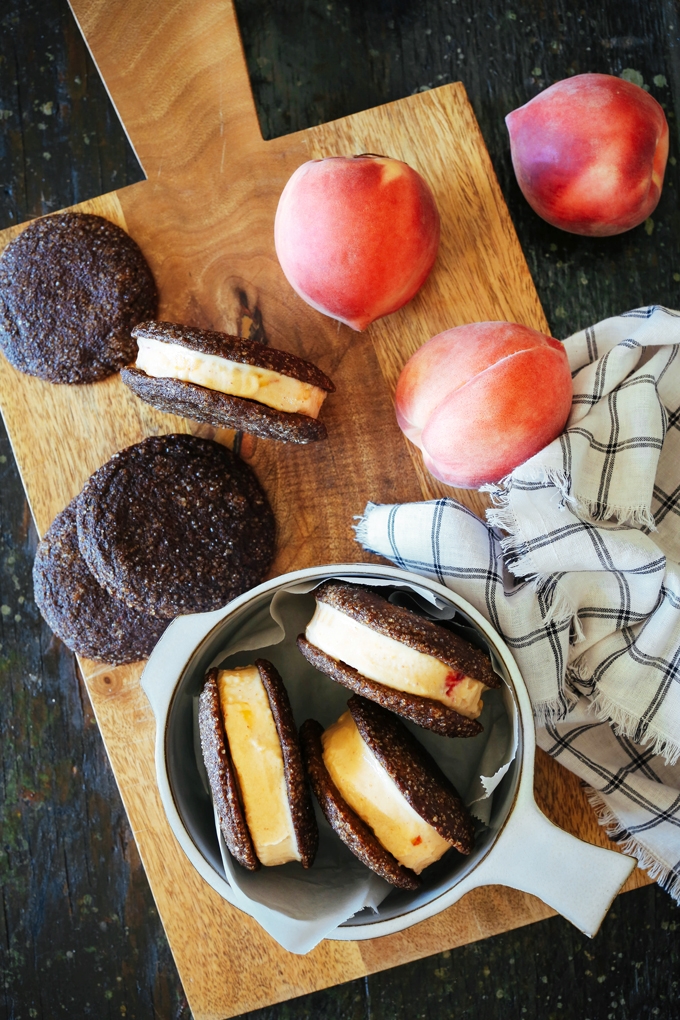 Peach Gingersnap Ice Cream Sandwiches