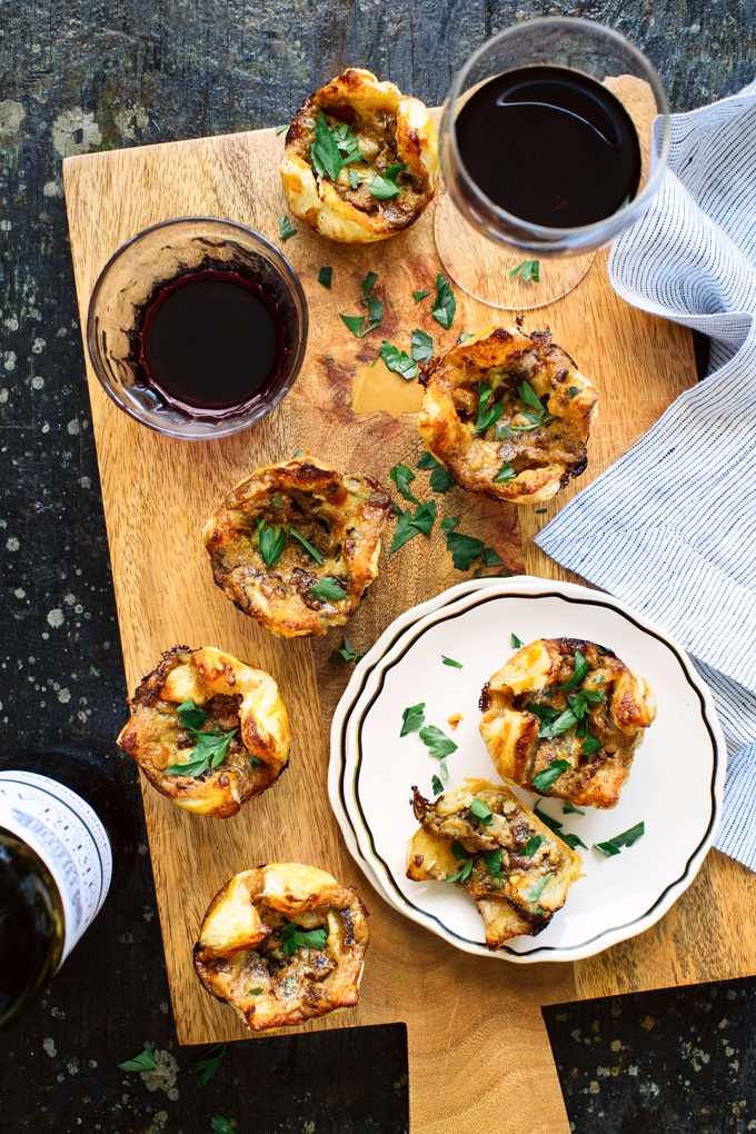 Blue-Cheese, Caramelized Onion and Pear Puffs