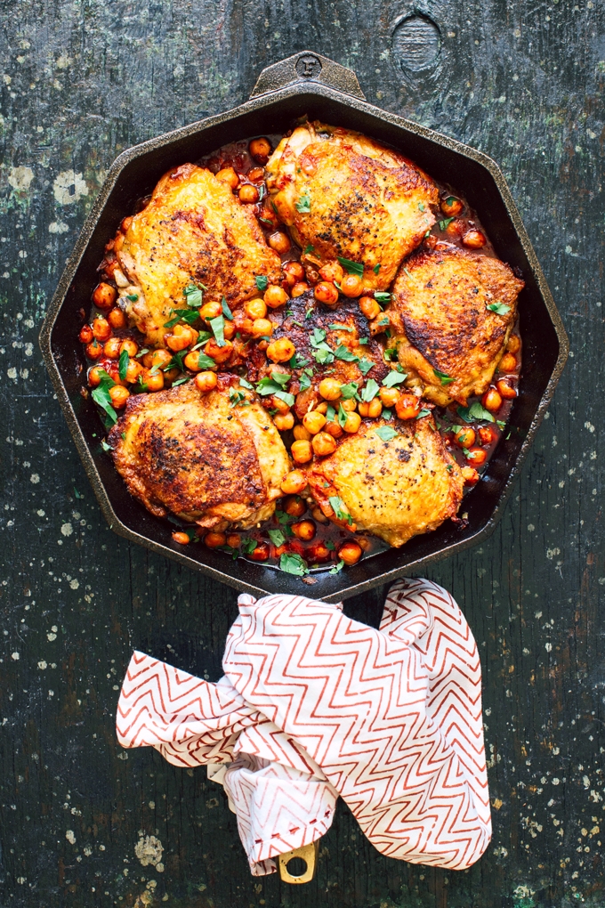 Pan-Seared Chicken with Harissa Chickpeas Recipe