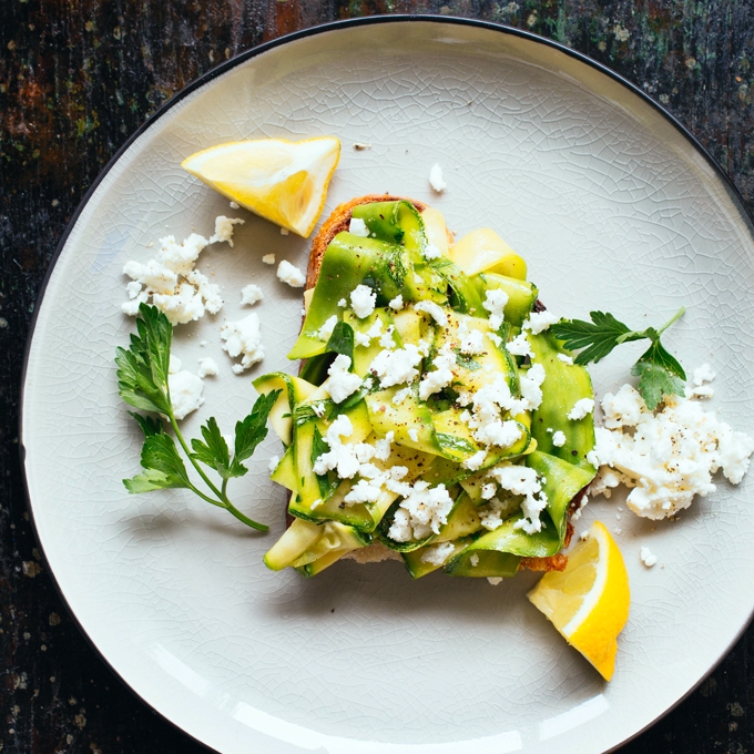 Marinated Zucchini and Feta Toast