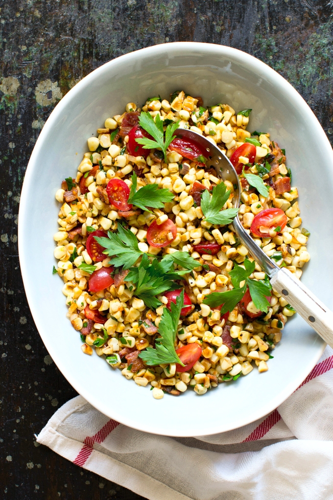 Warm Corn Salad with Bacon and Ramps