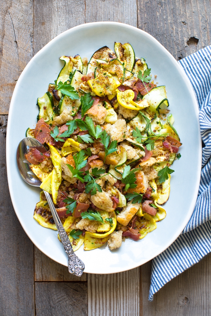 Broiled Zucchini with Bacon Breadcrumbs