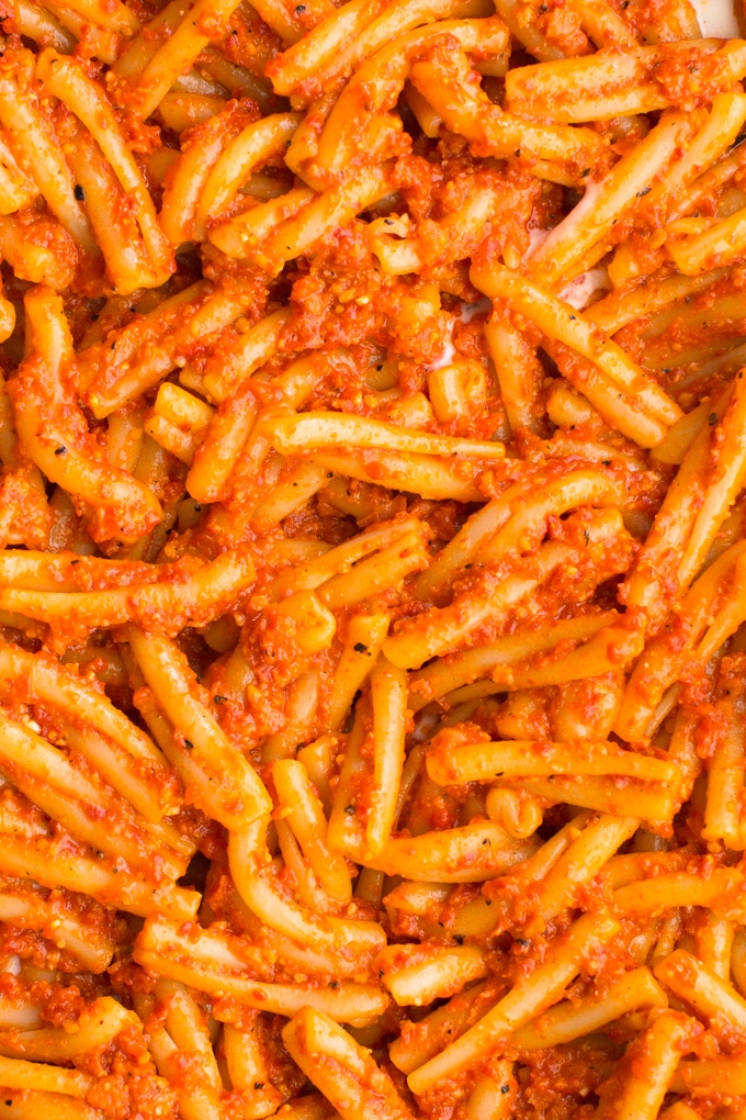 Baked Red Pepper Pasta Zoomed