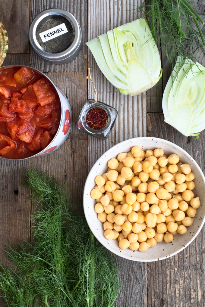 Pasta with Chickpeas, Fennel and Saffron Ingredients