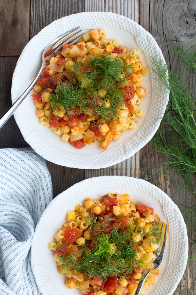 Pasta with Chickpeas, Fennel and Saffron