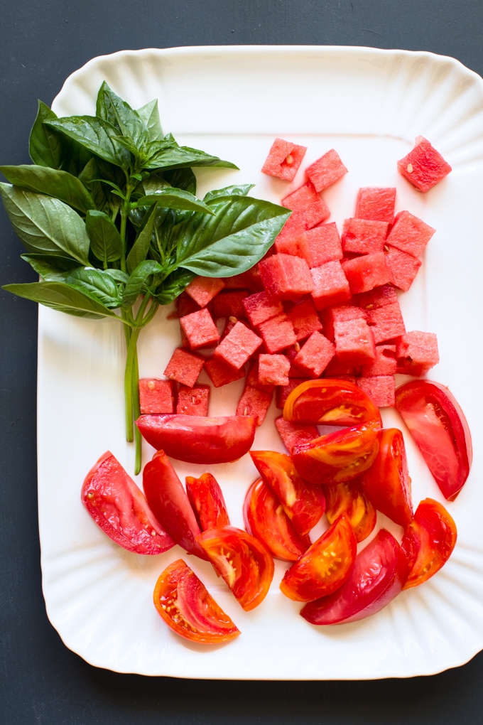 Watermelon, Tomatoes and Basil