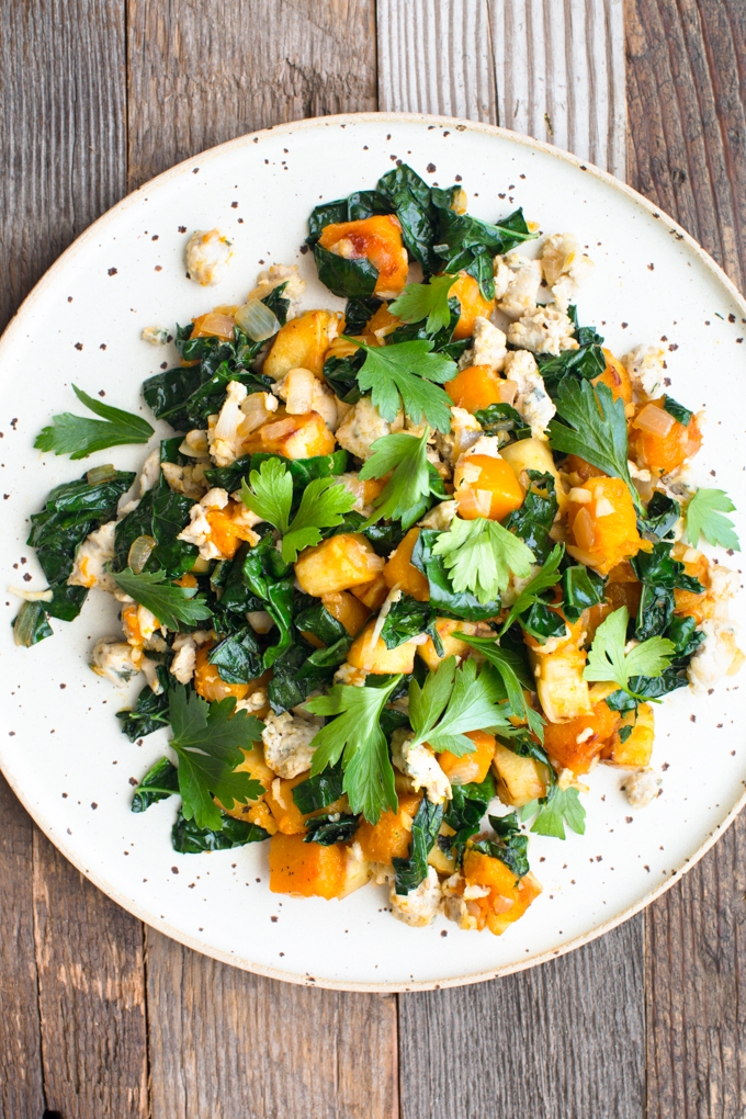 Butternut Squash, Sausage and Parsnip Hash