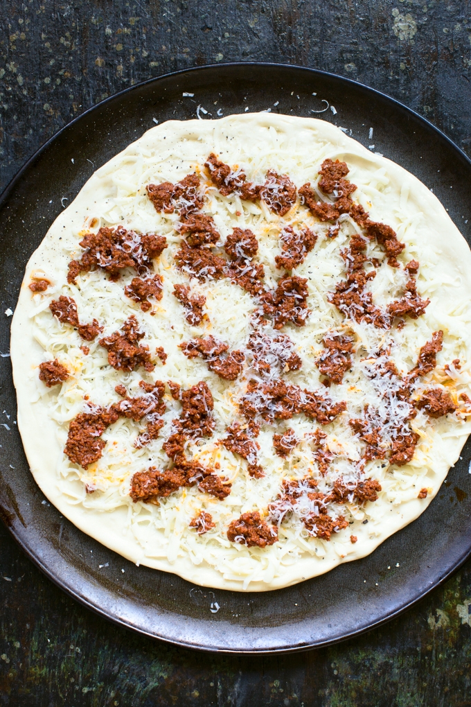 Breakfast Pizza with Chorizo and Candied Jalapeños