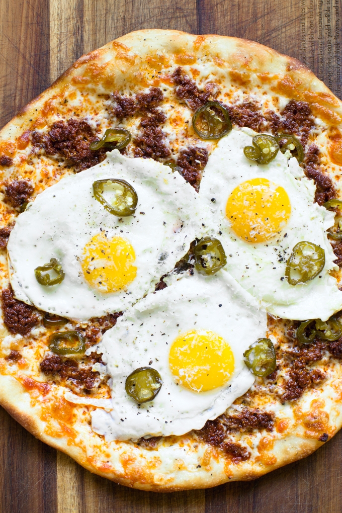 Breakfast Pizza with Chorizo and Candied Jalapeños - Kitchen Konfidence