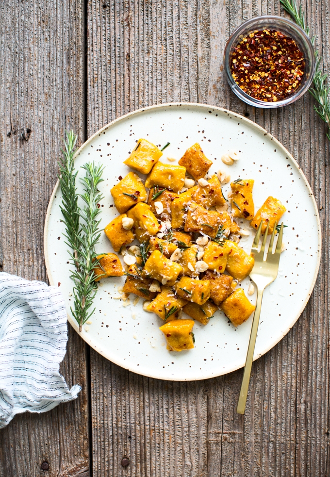 Pumpkin Ricotta Gnocchi with Rosemary Brown Butter Sauce