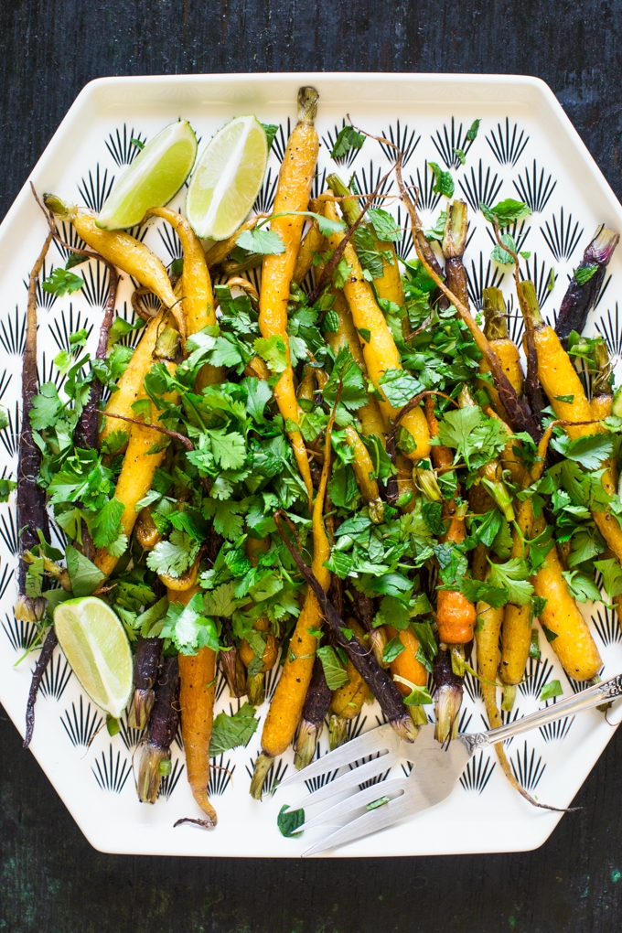 Roasted Carrots with Herbs, Chiles and Lime