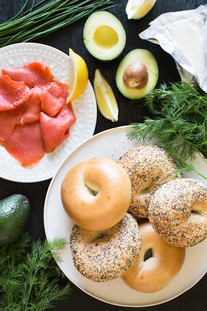 Bagels with Smoked Salmon and Herbed Avocado Spread Ingredients