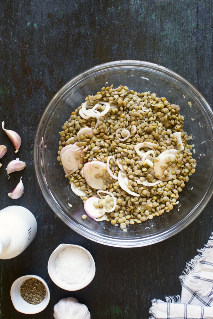 Making Tomato and Lentil Salad