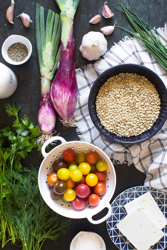 Tomato and Lentil Salad Ingredients