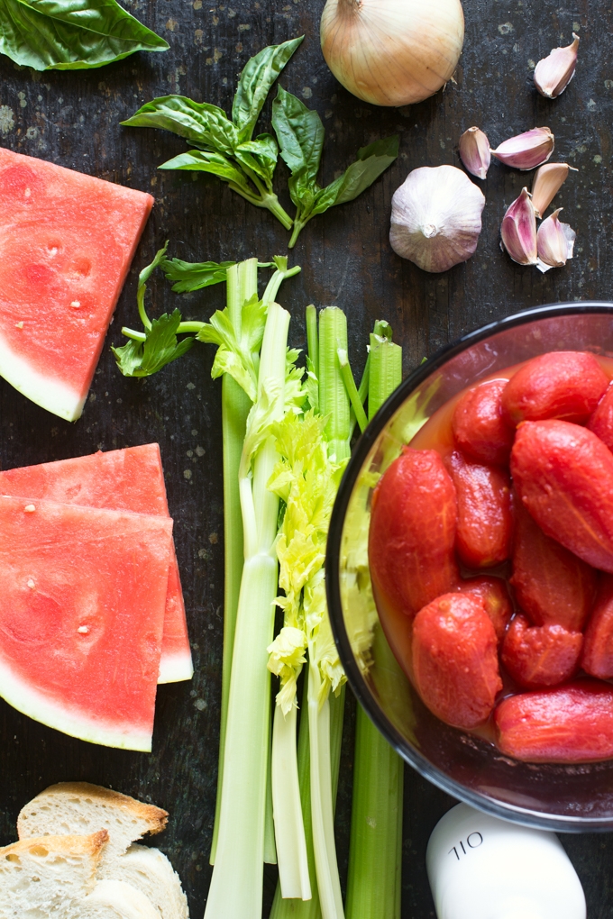 Tomato and Watermelon Gazpacho Ingredients