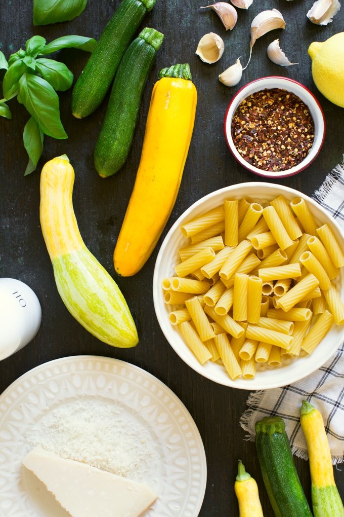 Summer Squash Rigatoni Ingredients