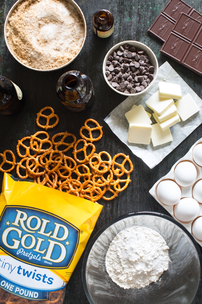 Salted Pretzel and Stout Brownies Ingredients