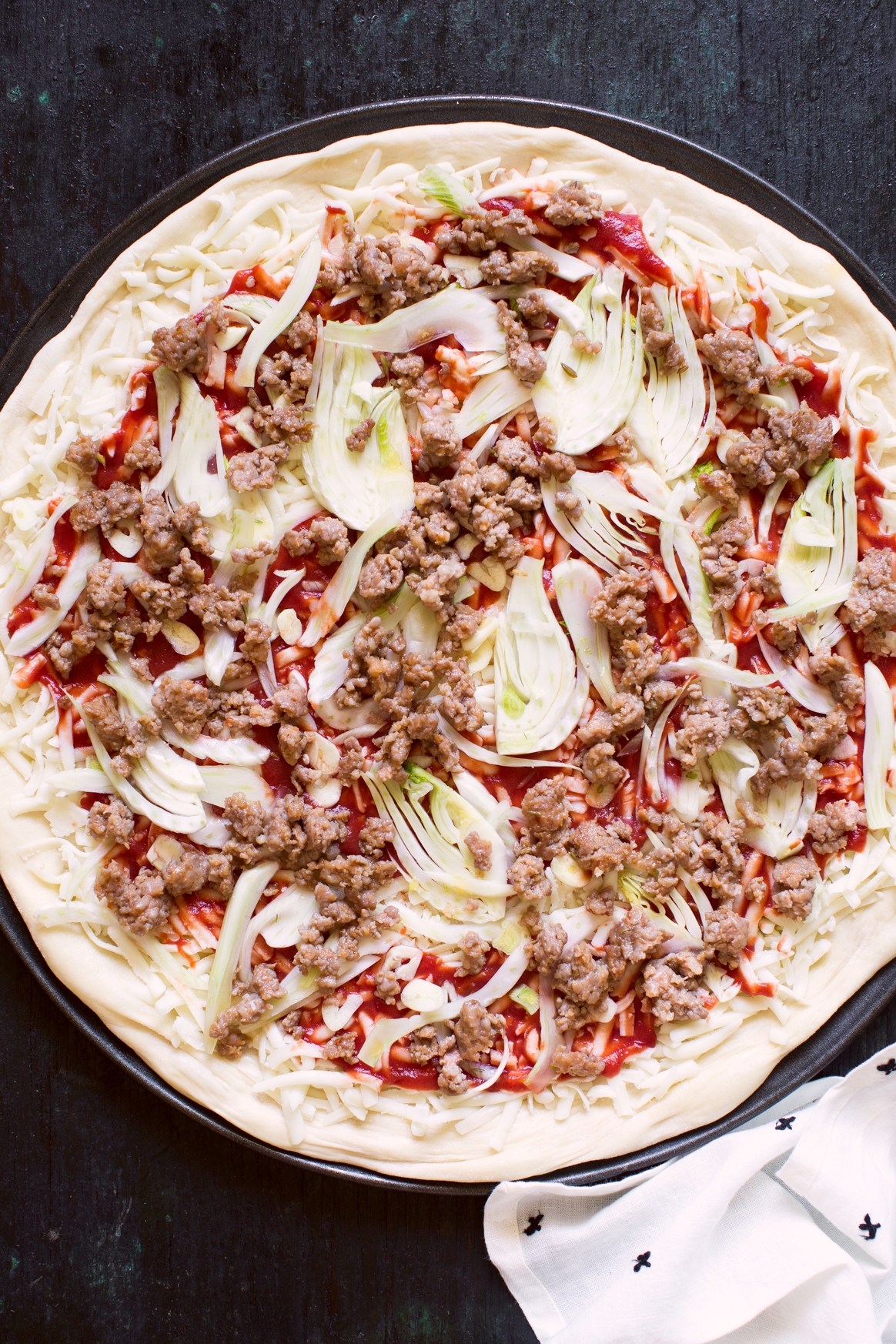 Making Fennel and Sausage Pizza