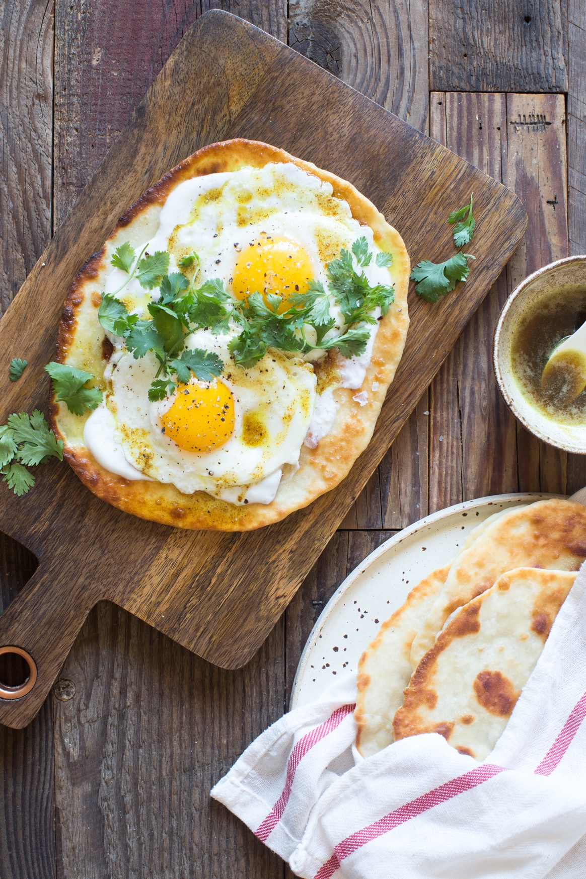 Homemade Flatbread with Yogurt, Eggs and Curry Brown Butter