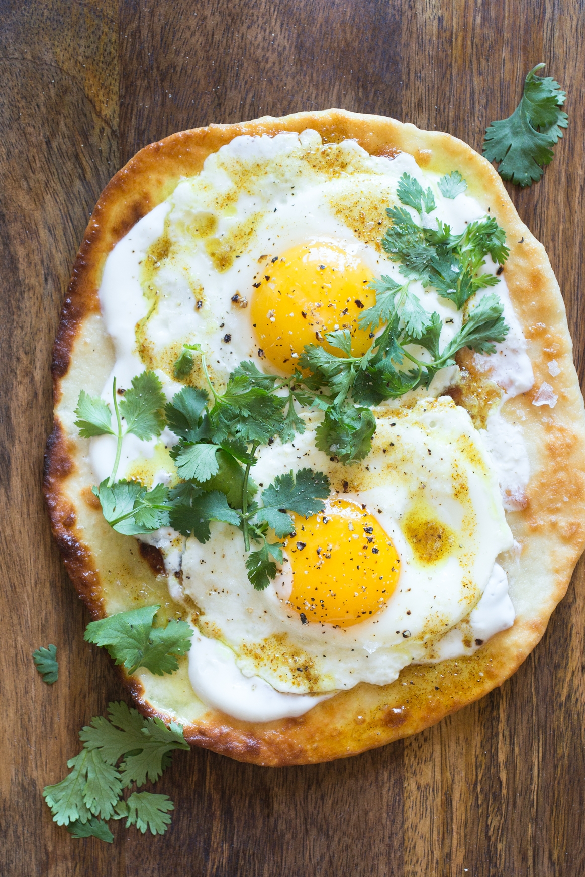 Homemade Flatbread with Yogurt, Eggs and Curry Brown Butter