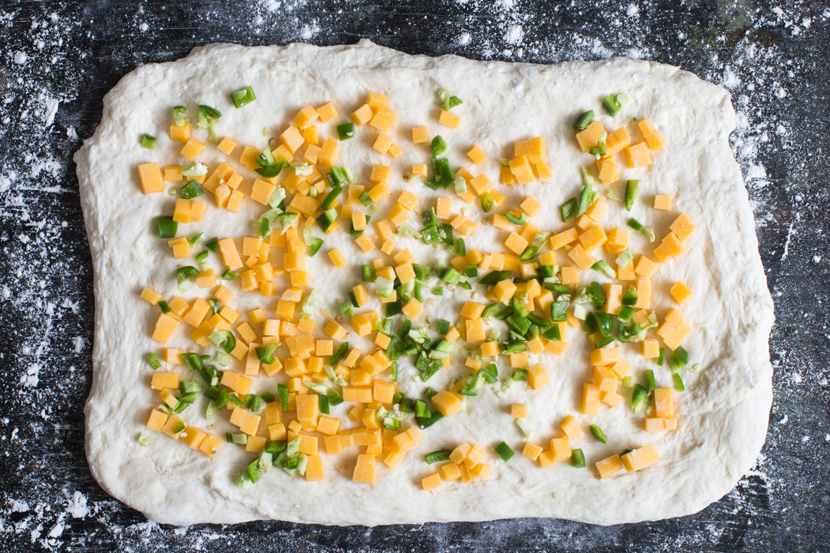 Making Cheddar Jalapeno No Knead Bread