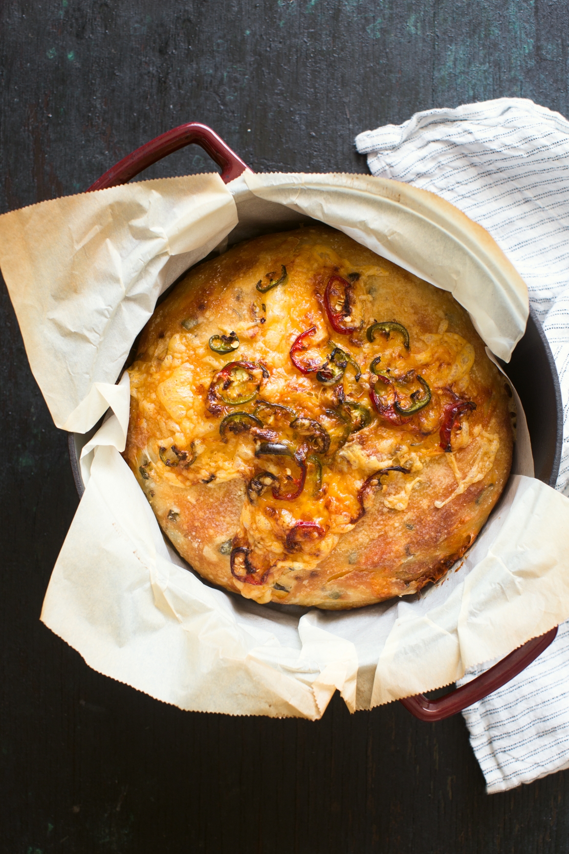 Cheddar Jalapeno No Knead Bread