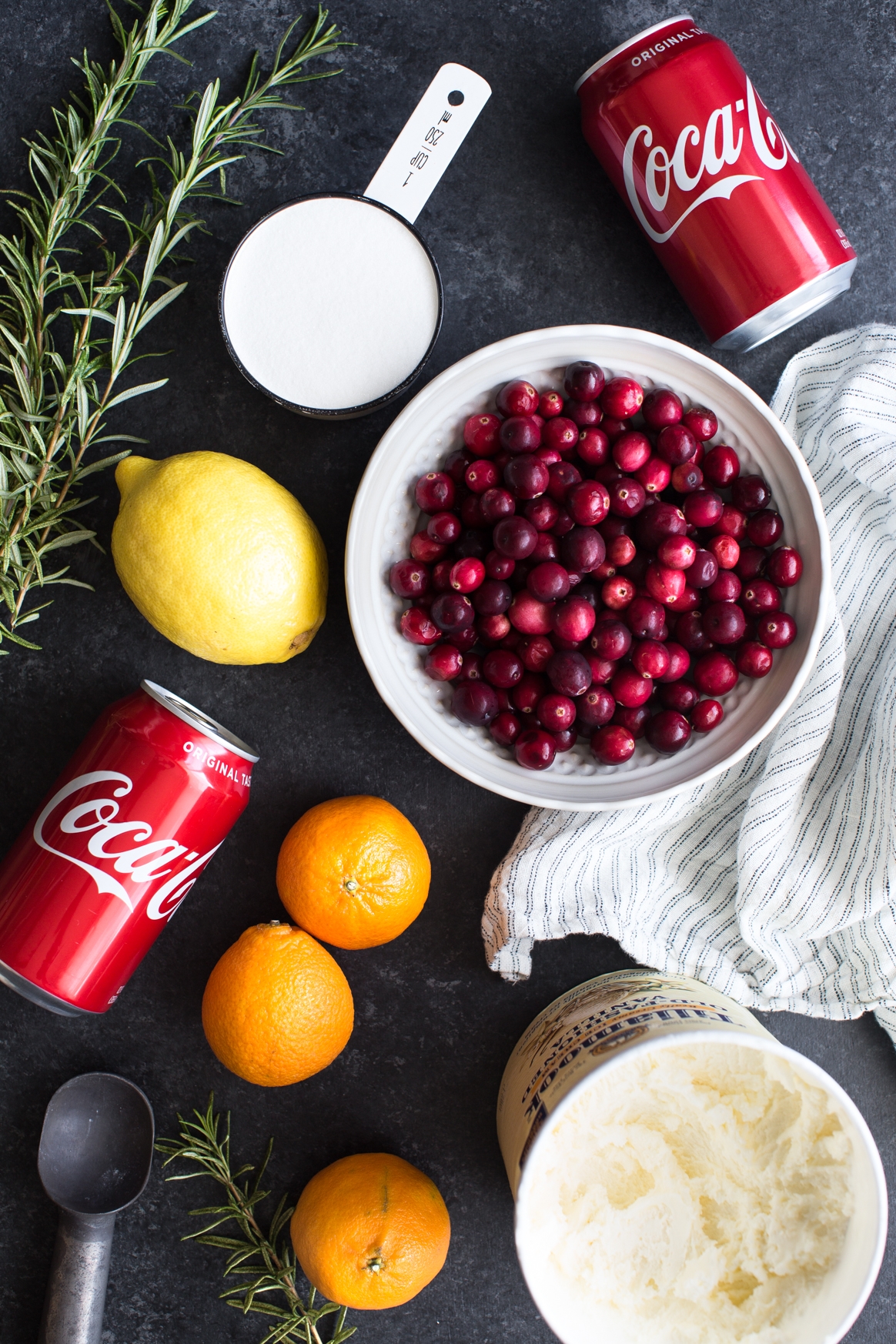 Sparkling Cranberry and Cola Ice Cream Float Ingredients