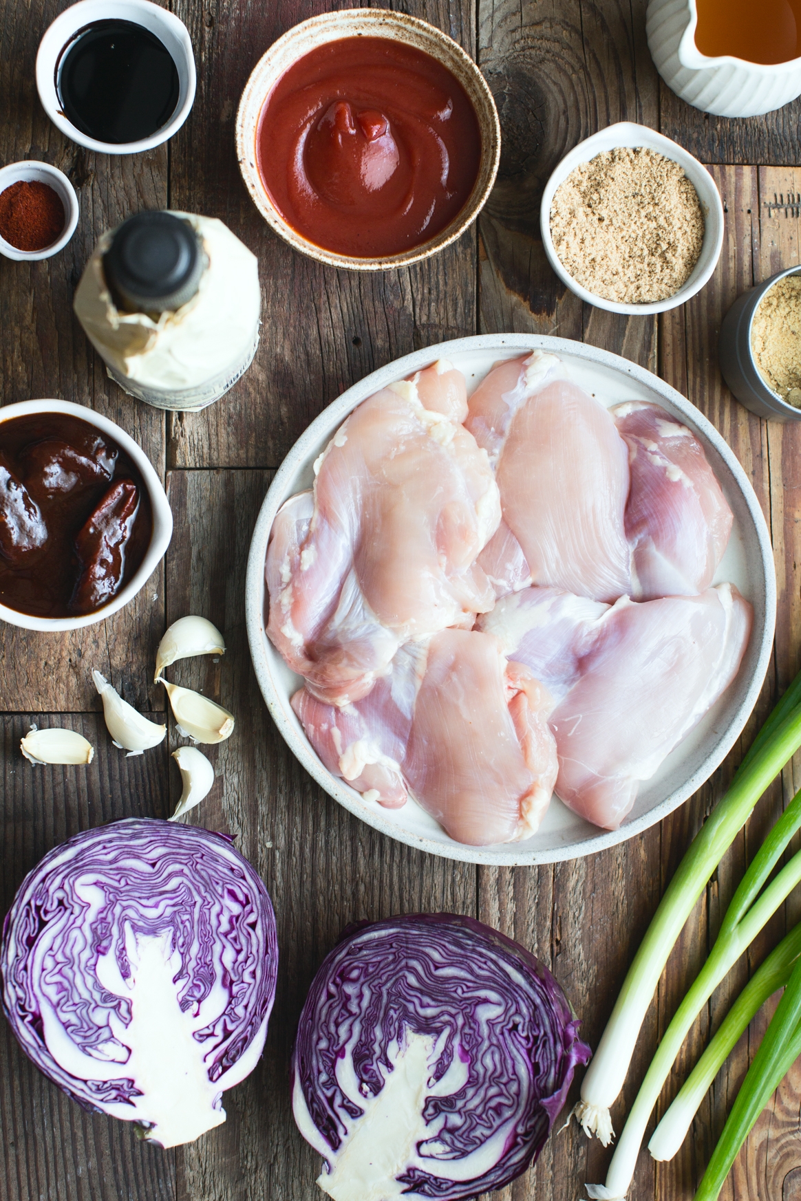 Instant Pot BBQ Chicken Sliders with Red Cabbage Slaw Ingredients