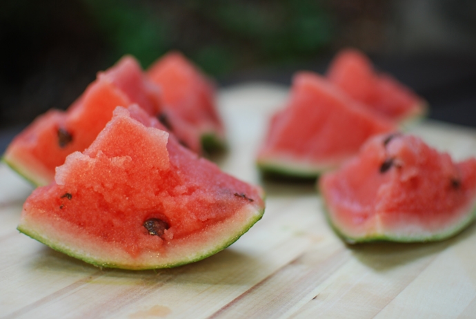 WatermelonSorbet1 watermon sorbet with chocolate seeds
