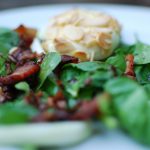 Warm Spinach Salad with Cherry Pancetta Vinaigrette