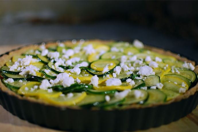 Zucchini tart with goat cheese