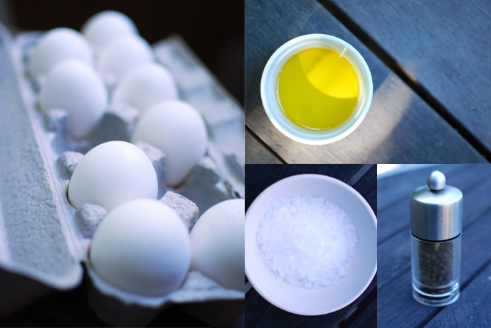 Eggs, Olive Oil, Salt and Pepper