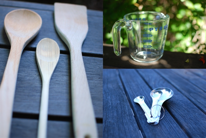 Wooden Spoons, Measuring Cup and Measuring Spoons