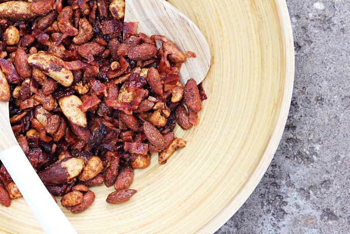 Spiced Mixed Nuts with Sugared Bacon