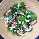 Figs with Basil, Goat Cheese and Pomegranate Vinaigrette