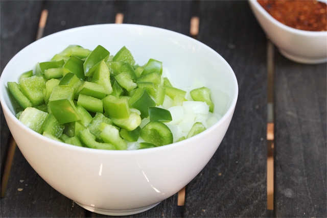 Chopped Green Bell Pepper and Onion