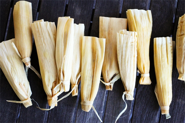 Roasted Pineapple Tamales with Riesling Poached Raisins