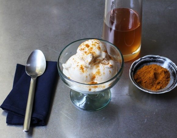 Vanilla Ice Cream with Ginger Syrup and Curry Powder