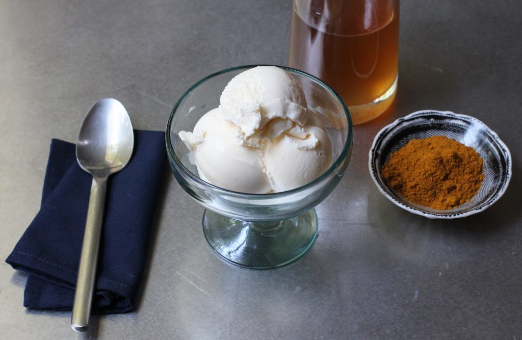 Vanilla Ice Cream, Ginger Syrup and Curry Powder