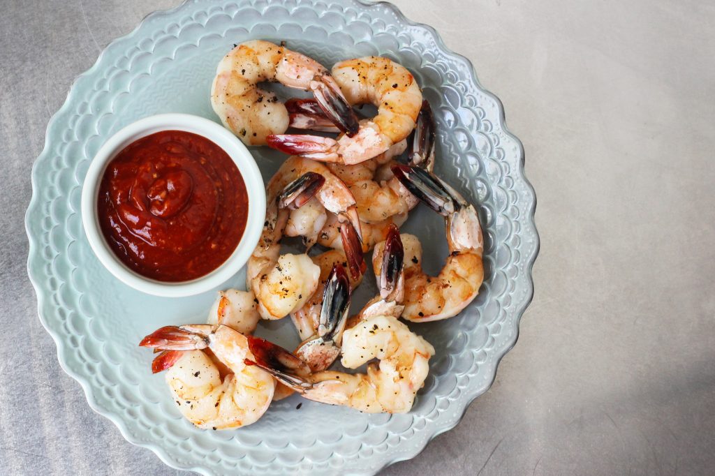 Roasted Shrimp with Spicy Cocktail Sauce
